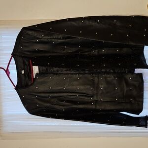 Pamela McCoy Black Leather Studded Jacket Large